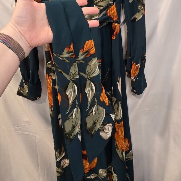 NWT Baltic Born Dress Green Floral Maxi Size Small Tie Belt Lined - Picture 9 of 10